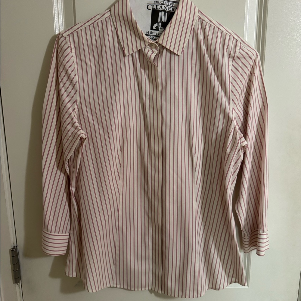 Talbots Pink Striped Button Down Shirt, Size 6